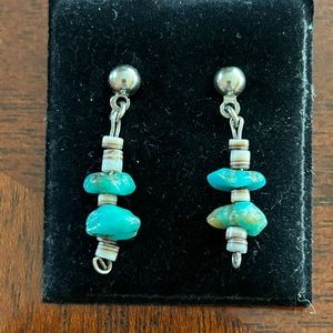 Genuine Turquoise Beaded Handmade Post Earrings